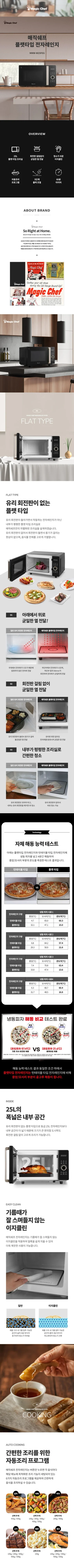 매직쉐프전자레인지25리터/플랫방식/무회전/매직쉐프/MMW-W25FEG(블랙)(전용) 상세 이미지 1